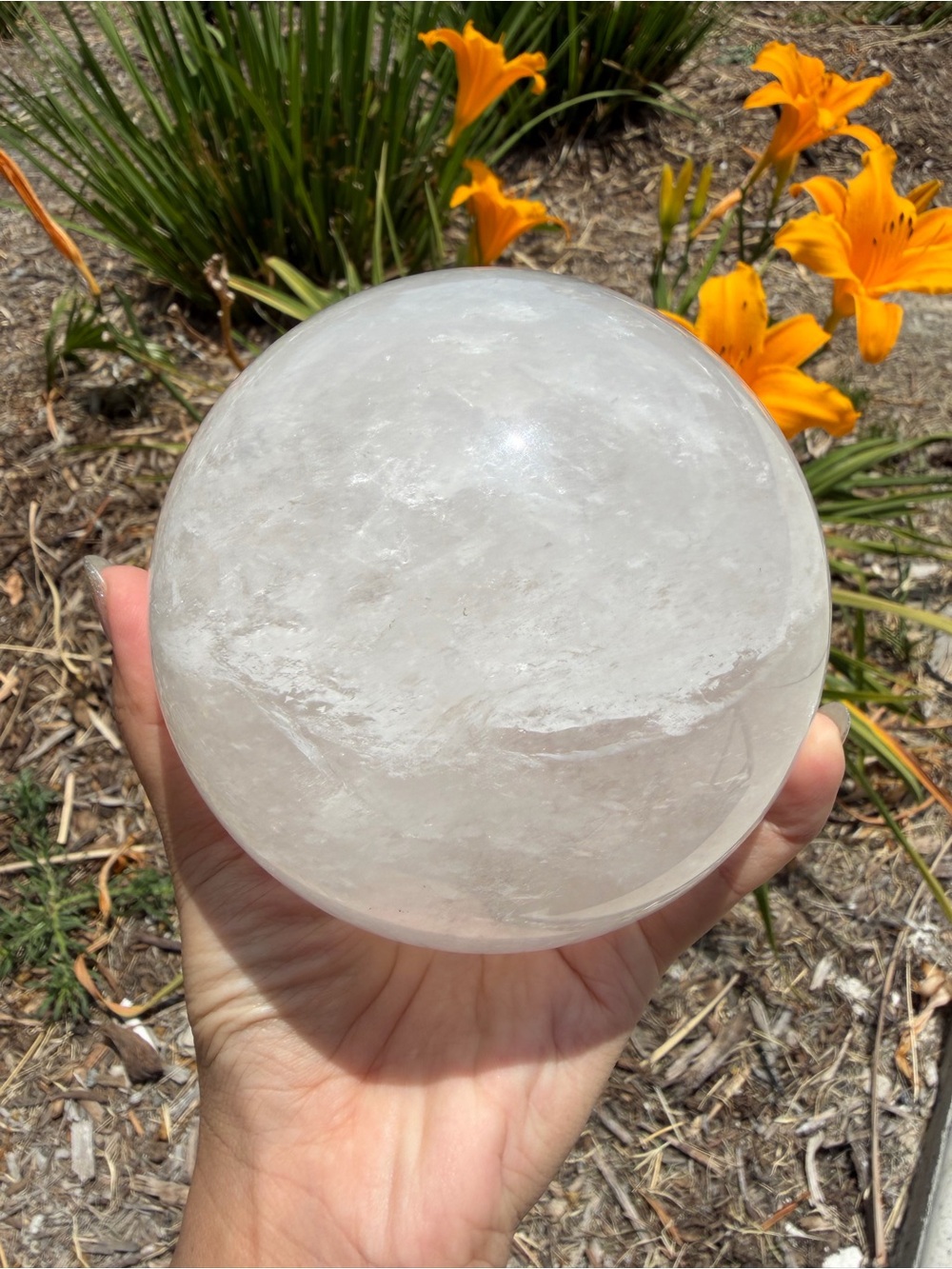 Large Clear Quartz Sphere 4.36lb Natural Crystal Ball Healing Stone,A605